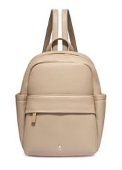 Beige women's imitation leather backpack TOREC-1246-1B(Z26) - front product view, on white background.