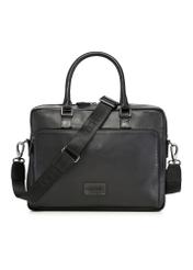 Black leather two-compartment men's bag TORMS-0525-99(Z26) - front product view, on white background.