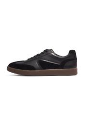 Black leather sports shoes BUTYM-0573-9J(Z26), side view of the product on a white background.