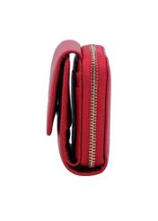 Red leather women's wallet with RFID protection PORES-0825RFID-4B(Z26), side view of the product on a white background.