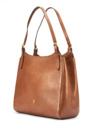 Brown leather women's handbag TORES-1106-1F(W26) - diagonal product view, on a white background.