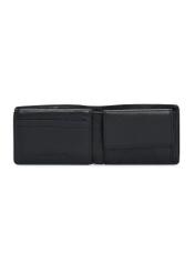Black small leather men's wallet PORMS-0634A-99(Z25), product view inside on white background.