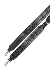 Black compact women's handbag TOREC-1069-99(Z25), view of the product straps on a white background.