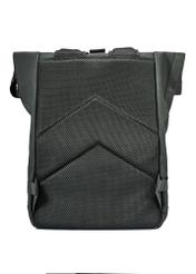 Black men's backpack PLCMN-0016-99(Z25), product view from the back on a white background.