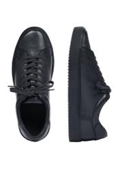 Navy blue leather sports shoes BUTYM-0503A-7D(Z26), product view from above on white background.