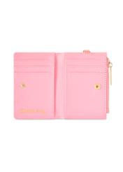 Pink small women's wallet with handle POREC-0407-5B(W26) - top view of the open product, on a white background.