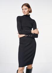 Black midi dress with turtleneck SUKDT-0205-99(Z24)-01