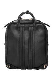 Black leather women's backpack TORES-1313-99(Z26). Back view on white background.