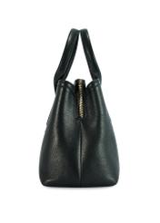 Black leather women's handbag TORES-1156-99(Z25), product view from the side on a white background.