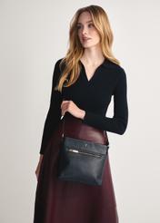 Black leather women's messenger bag TORES-1151-99(Z25)