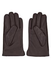 Brown herringbone men's leather gloves REKMS-0073R-1I(Z26), product view from the back on a white background.