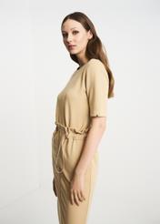 Women's beige basic blouse BLUDT-0147-81(W22)-03