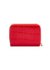 Small red women's croco wallet POREC-0352A-42(Z25), product view from the back on a white background.