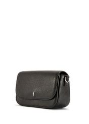 Black leather small women's handbag TORES-1101A-99(Z25), diagonal product view on white background.