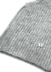 Women's gray scarf with hood SZADT-0215-91(Z25) - close-up detail, on white background.