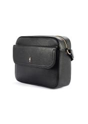 Women's leather black messenger bag TORES-1155-99(Z25) - diagonal view of the product on a white background.