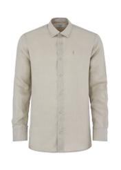 Beige linen men's shirt KOSMT-0321-81(W24)-03