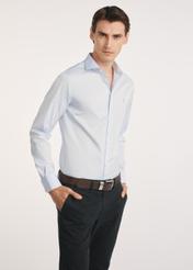 Light blue men's shirt KOSMT-0352-62(Z25), diagonal view of the product on the model, half of the silhouette visible.