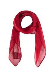 Red women's silk scarf SZADT-0218-4B(W26) - front product view, on white background.