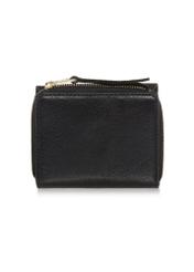 Small fold-out women's wallet black leather PORES-0816A-99(Z25), product view from the back on white background.