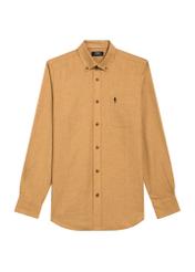 Men's camel shirt KOSMT-0299A-24(Z25), product view from the front on a white background.