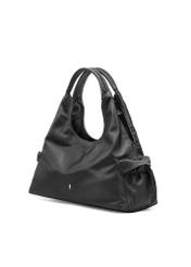 Black fabric women's handbag TOREN-0330-99(Z25), diagonal view of the product on a white background.