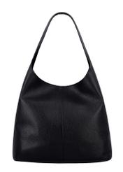 Black leather shopper bag TORES-1372A-9I(Z26), product view from the back on a white background.