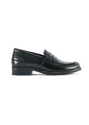 Women's black leather moccasins BUTYD-1097-99(Z25), product view from the side on a white background.