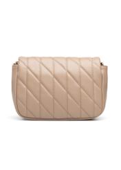 Beige women's handbag with stitching TOREC-1151-1D(W26), product view from the back on a white background.
