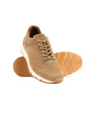 Beige suede men's shoes BUTYM-0541-1B(W26), diagonal product view on a white background.
