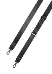 Black leather laptop bag TORMS-0496-99(W26) - close-up detail, on white background.