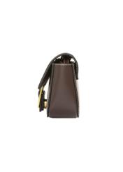 Small brown women's handbag with a buckle TOREC-1383-1H(Z26). Side view on a white background.