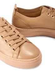 Beige women's leather sneakers BUTYD-1062-1B(W26), close-up of the product detail on a white background.