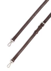 Dark brown fabric women's handbag TOREN-0355-1I(Z26), view of the product strap on a white background.