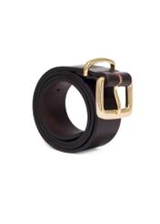 Brown leather women's belt PASDS-0312-1I(Z26), diagonal product view on white background.