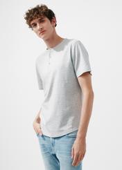 Grey men's henley T-shirt TSHMT-0104-91(W24)-01