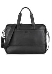 Black leather men's bag TORMS-0015R-9I(W26) - front product view, on white background.