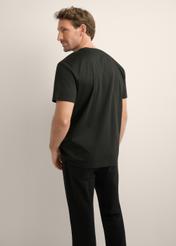 Men's black mercerized cotton T-shirt TSHMT-0156-99(Z26), back view of the product on the model. Half of the silhouette visible.