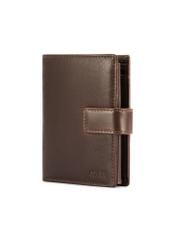 Medium brown men's wallet made of genuine leather PORMS-0670-1H(Z26), diagonal product view on a white background.