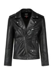 Men's genuine leather biker jacket KURMS-0292-99(KS), front product view on white background.