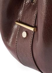 Brown leather women's shopper handbag TORES-0636D-89(Z25), close-up of product detail, view on white background.