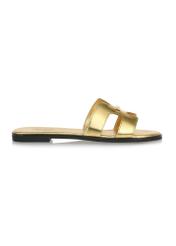 Women's gold leather flip-flops BUTYD-0725B-28(W24)-01