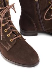 Women's brown suede ankle boots BUTYD-1008-89(Z25), close-up of the product detail, view on a white background.