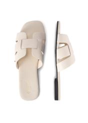 Women's white braided flip-flops BUTYD-0904D-0B(W26), product view from above on a white background.