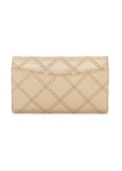Small beige leather women's handbag TORES-1043-1B(W26) - product view from the back, on a white background.