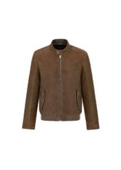 Men's leather jacket in khaki color KURMS-0331-1358(W24)-03