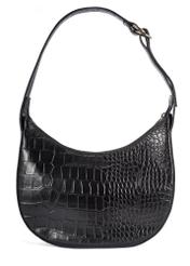 Black croco leather handbag TORES-1172-99(Z25) - product view from the back on white background.