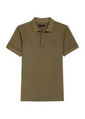 Men's khaki polo shirt POLMT-0055A-8D(W26), front product view on white background.
