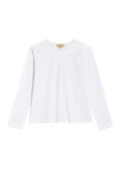 Women's white cotton blouse LSLDT-0060-0A(Z26), front product view on white background.
