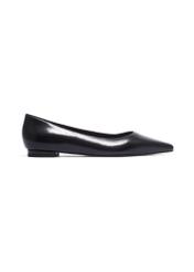 Women's black leather ballet flats BUTYD-1308-99(Z26). Side view on a white background.